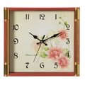 Quickway Imports Unique Modern Square Shaped Wall Clock With Floral Design for Living Room, Kitchen, or Dining Room QI004144